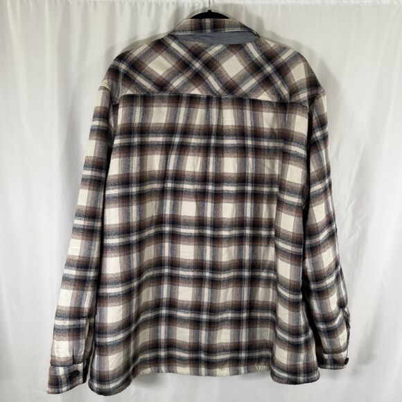 Carbon2Cobalt Jacket Men's XL White Brown Plaid Button Up Pockets 100% Cotton - Picture 9 of 11